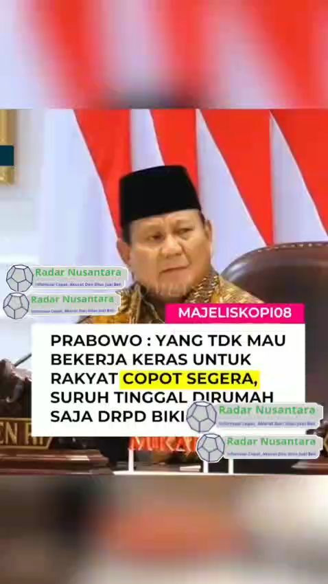 Prabowo: Yang Tidak Mau Bekerja Keras Untuk Rakyat Copot Segera, Suruh Tinggal Dirumah Saja Daripada Bikin Susah