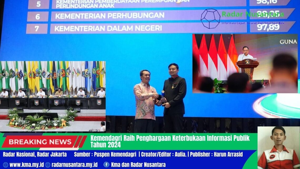 Kemendagri Raih Penghargaan Keterbukaan Informasi Publik Tahun 2024