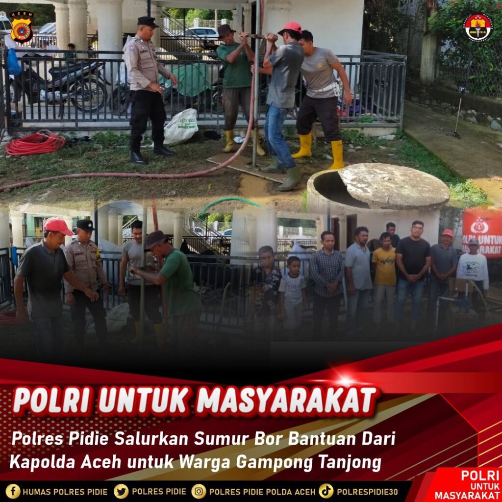 Polres Pidie Salurkan Sumur Bor Bantuan Kapolda Aceh untuk Warga Gampong Tanjong